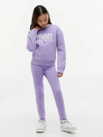 Leggings infantis com logótipo Tommy estilo universitário