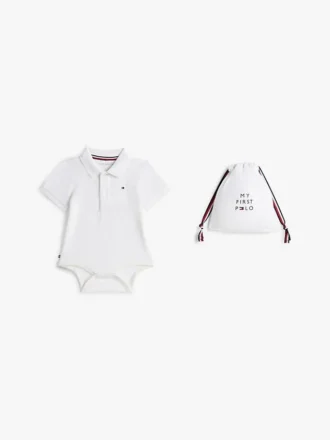 Macacão polo para bebés e saco de presente