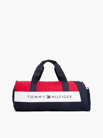 Mala de lona com blocos de cor e logótipo Tommy