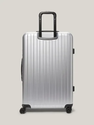 Mala de viagem com rodas e mala rígida às riscas de 28″