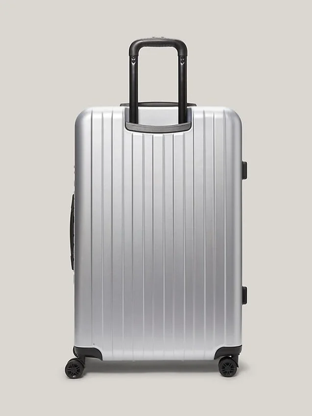 Mala de viagem com rodas e mala rígida às riscas de 28″ Mala de viagem com rodas e mala rígida às riscas de 28″