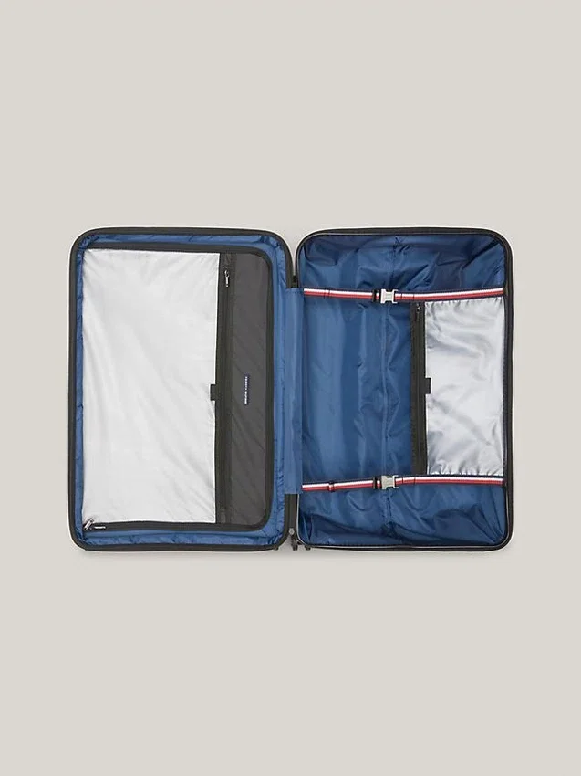Mala de viagem com rodas e mala rígida às riscas de 28″ Mala de viagem com rodas e mala rígida às riscas de 28″