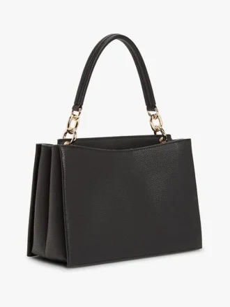 Mala tipo satchel média com fecho monograma