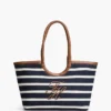 Mala Tote com Monograma em Letra Cursiva e Riscas Bretãs Mala Tote com Monograma em Letra Cursiva e Riscas Bretãs