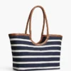 Mala Tote com Monograma em Letra Cursiva e Riscas Bretãs Mala Tote com Monograma em Letra Cursiva e Riscas Bretãs