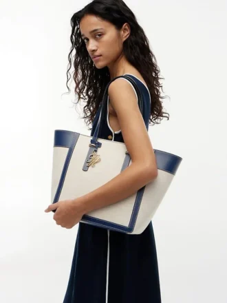 Mala Tote em Lona com Monograma Script Mala Tote em Lona com Monograma Script