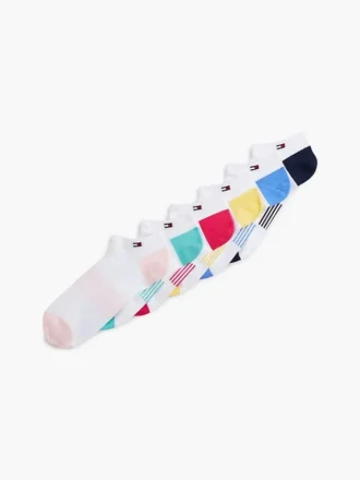 Meias desportivas multicoloridas até ao tornozelo, embalagem de 6 Meias desportivas multicoloridas até ao tornozelo, embalagem de 6
