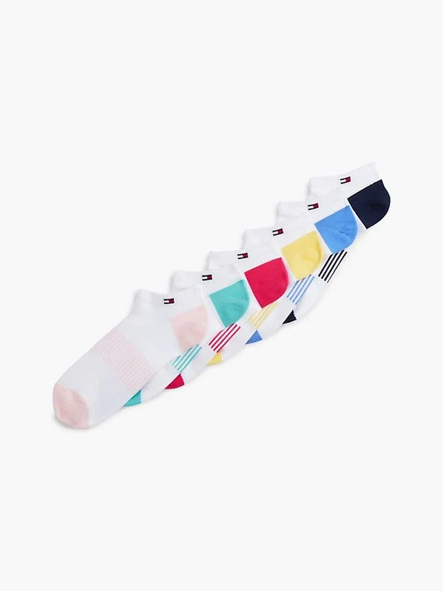 Meias desportivas multicoloridas até ao tornozelo, embalagem de 6 Meias desportivas multicoloridas até ao tornozelo, embalagem de 6