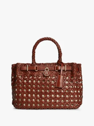Mini-bolsa de couro tecido