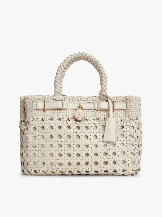 Mini-bolsa de couro tecido