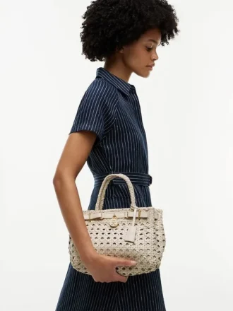 Mini-bolsa de couro tecido