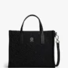 Mini-bolsa de nylon com monograma e pesponto Mini-bolsa de nylon com monograma e pesponto