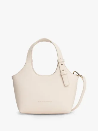 Mini-bolsa tipo tote com logótipo metálico e textura granulada