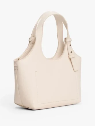 Mini-bolsa tipo tote com logótipo metálico e textura granulada