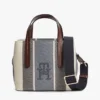 Mini-mala tipo satchel em jacquard às riscas Mini-mala tipo satchel em jacquard às riscas