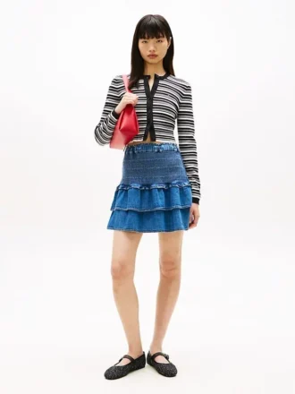 Mini-saia em chambray com camadas da Tommy Jeans
