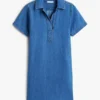 Mini-vestido de ganga com carcela aberta