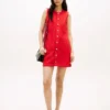 Mini-vestido justo em ganga com bolsos de remendo Mini-vestido justo em ganga com bolsos de remendo