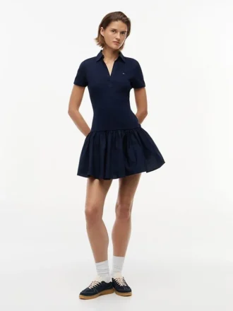 Mini-vestido polo de materiais mistos da Tommy Jeans