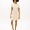 Mini-vestido polo em malha canelada com botões dourados Mini-vestido polo em malha canelada com botões dourados