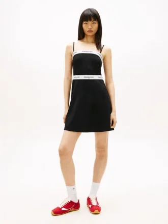 Mini-vestido Tommy Jeans com fita com logótipo em tecido Ponte