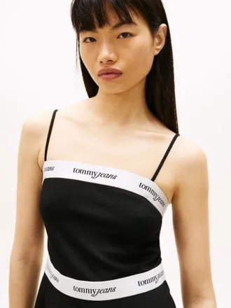 Mini-vestido Tommy Jeans com fita com logótipo em tecido Ponte