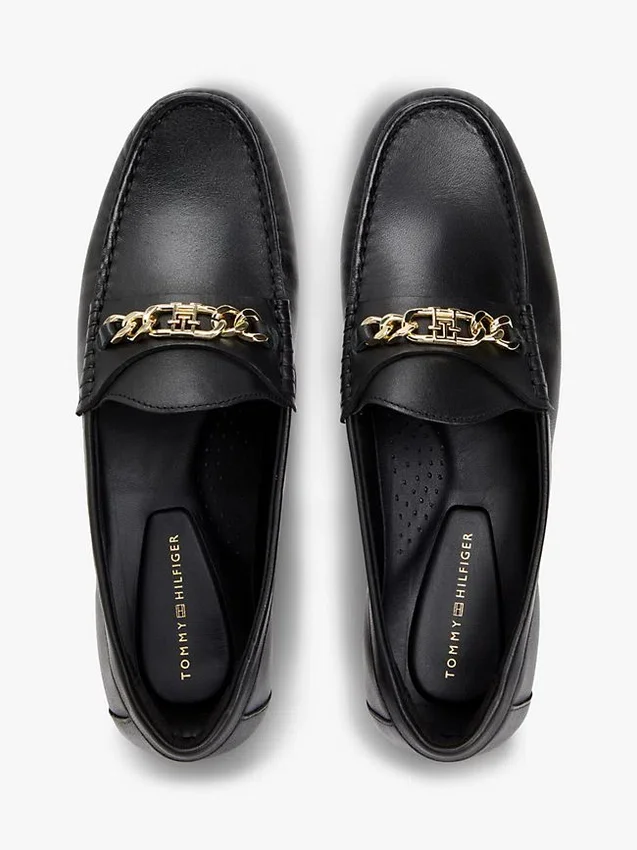Mocassim de couro com elos de corrente Mocassim de couro com elos de corrente