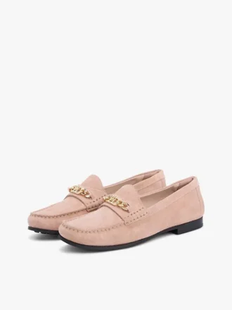 Mocassins de camurça com elos de corrente