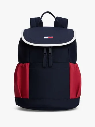 Mochila infantil com aba e blocos de cor