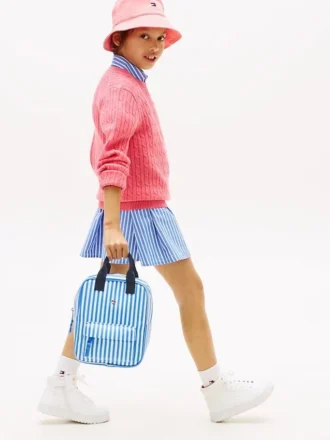 Mochila infantil em lona às riscas
