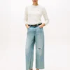 Modernos Jeans de cintura alta e perna larga Modernos Jeans de cintura alta e perna larga