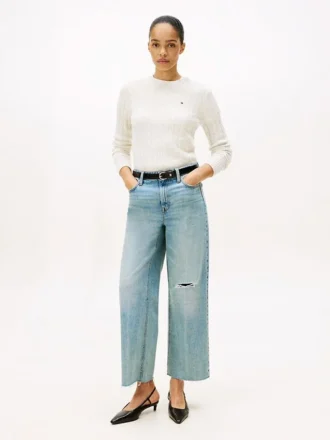 Modernos Jeans de cintura alta e perna larga Modernos Jeans de cintura alta e perna larga