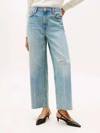 Modernos Jeans de cintura alta e perna larga Modernos Jeans de cintura alta e perna larga