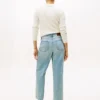 Modernos Jeans de cintura alta e perna larga Modernos Jeans de cintura alta e perna larga