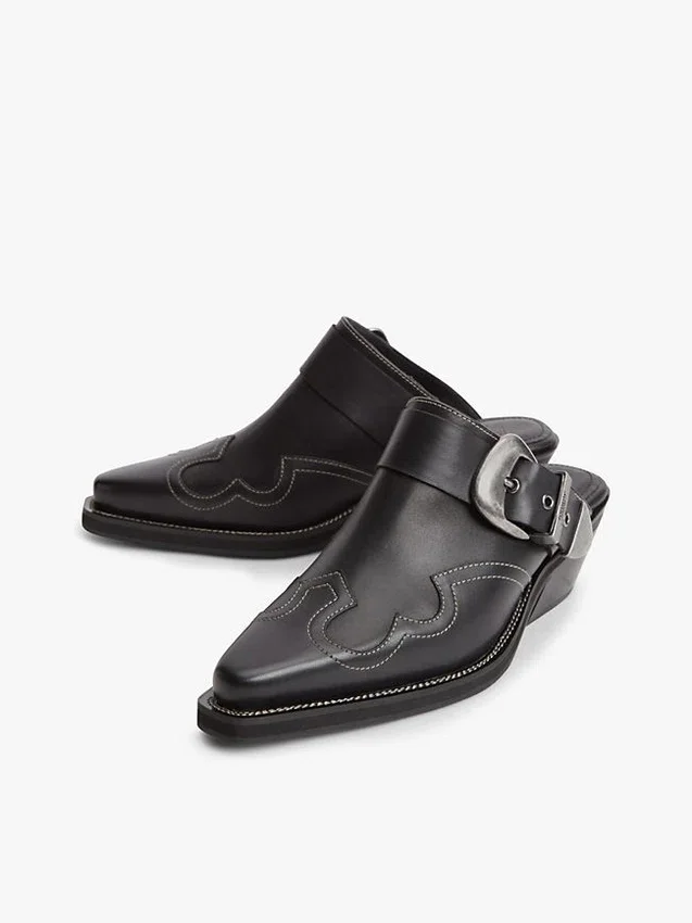 Mules de couro estilo western da Tommy Jeans Mules de couro estilo western da Tommy Jeans
