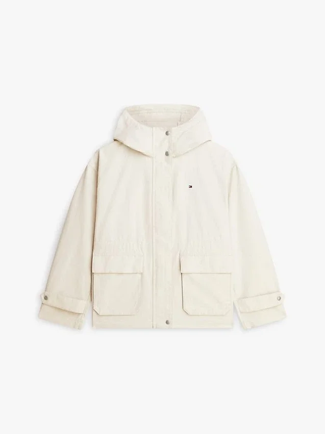 Parka curta com capuz resistente à água Parka curta com capuz resistente à água