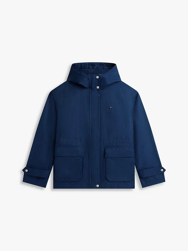 Parka curta com capuz resistente à água Parka curta com capuz resistente à água
