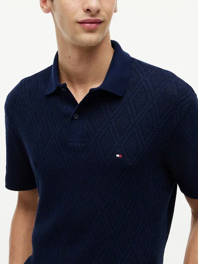 Polo clássico com jacquard texturado Polo clássico com jacquard texturado