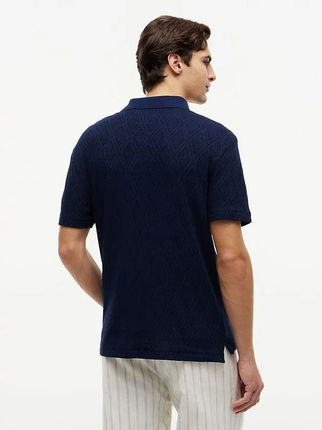 Polo clássico com jacquard texturado Polo clássico com jacquard texturado
