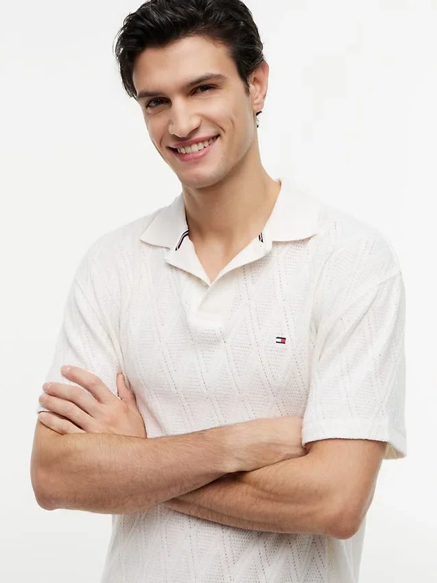 Polo clássico em jacquard texturado Polo clássico em jacquard texturado