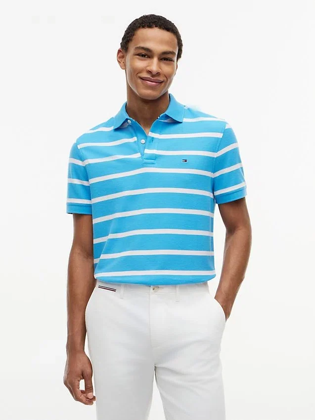 Polo com corte regular e riscas que absorve a humidade Polo com corte regular e riscas que absorve a humidade