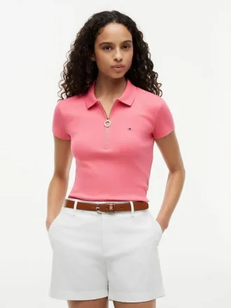 Polo com fecho de correr e corte justo Polo com fecho de correr e corte justo