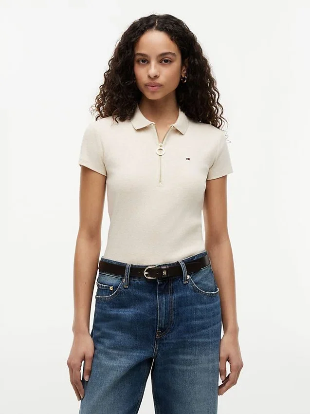 Polo com fecho de correr e corte justo Polo com fecho de correr e corte justo