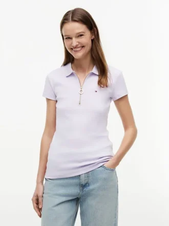 Polo com fecho de correr e corte justo Polo com fecho de correr e corte justo