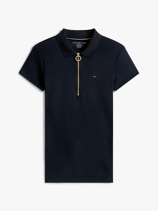 Polo com fecho de correr e corte justo Polo com fecho de correr e corte justo