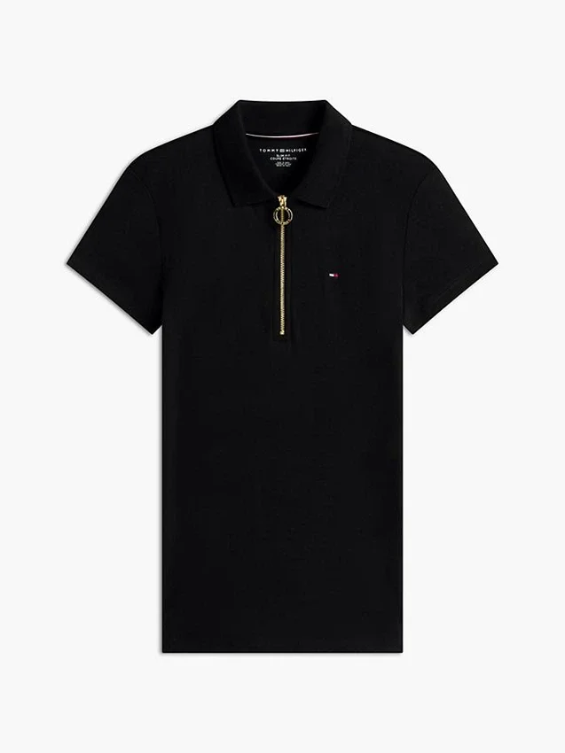 Polo com fecho de correr e corte justo Polo com fecho de correr e corte justo