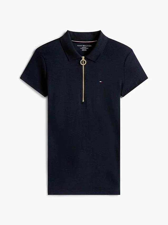 Polo com fecho de correr e corte justo Polo com fecho de correr e corte justo
