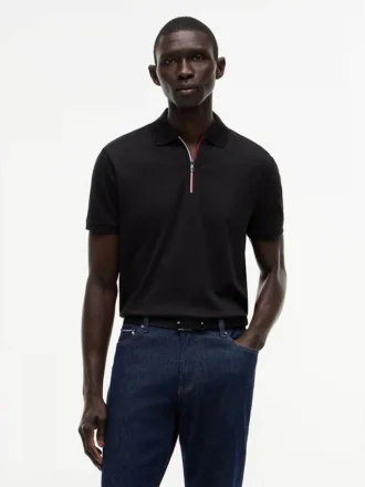 Polo com fecho em algodão liso de corte regular