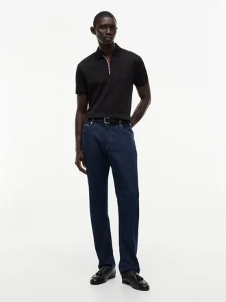 Polo com fecho em algodão liso de corte regular