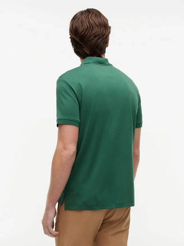 Polo com fecho em algodão liso de corte regular Polo com fecho em algodão liso de corte regular
